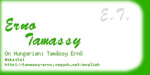 erno tamassy business card