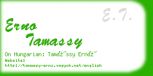 erno tamassy business card